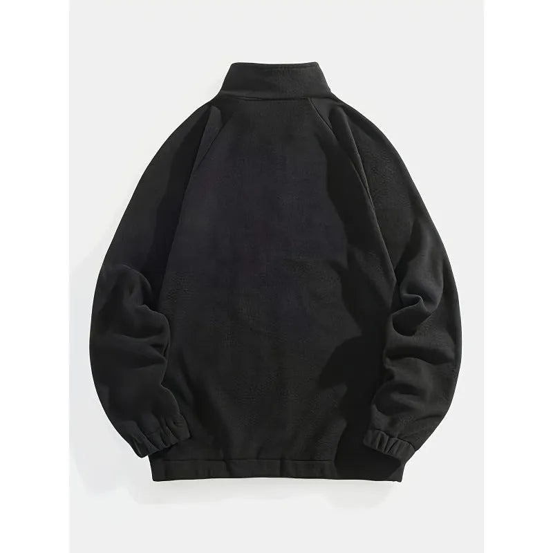 Men's plus size embroidered cardigan sweater in black, 100% polyester fibre, long sleeves, available XL to 6XL