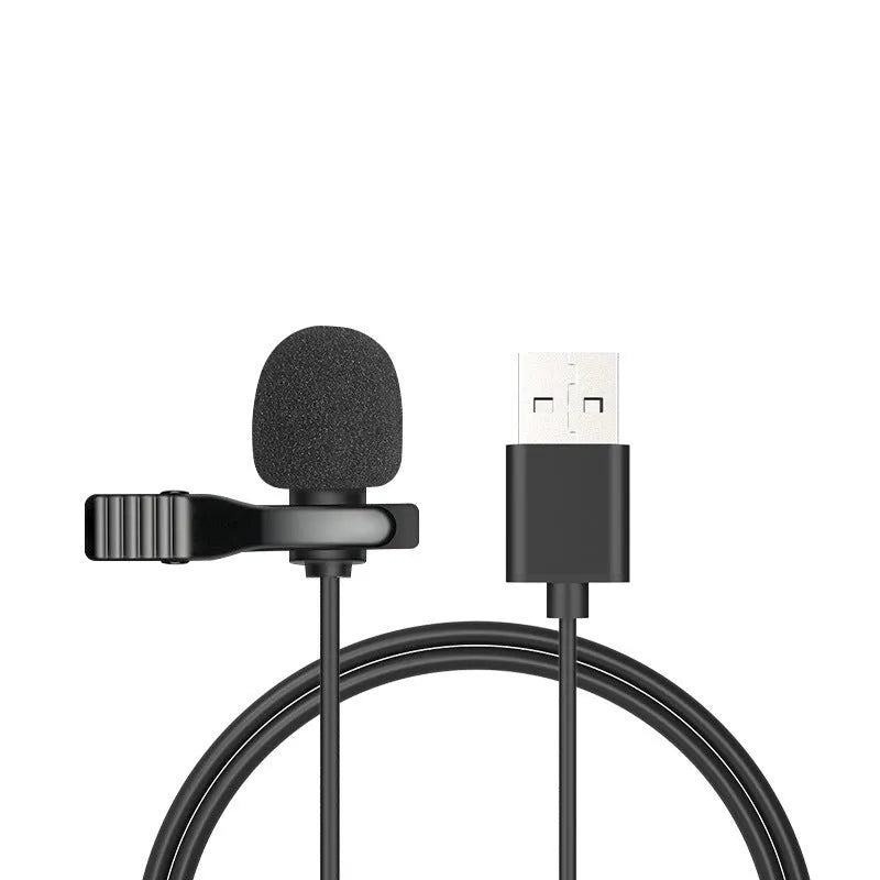 Wired lavalier microphone with clip and in-ear headphones for iPhone recording