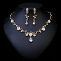 Rhinestone pearl earrings and necklace set for women wedding jewellery in silver gold AB blue green red champagne purple
