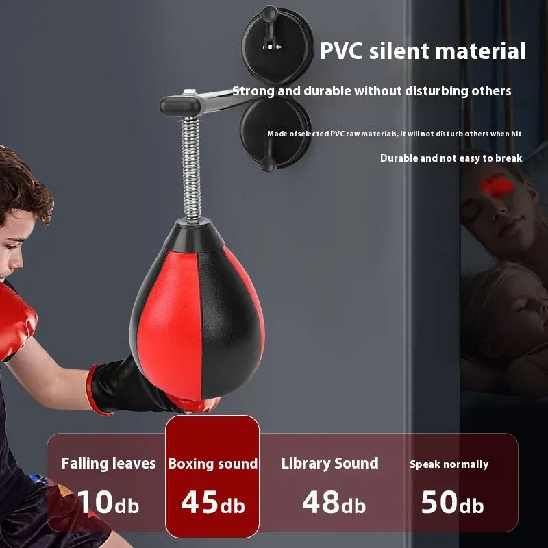 Inflatable pear-shaped boxing speed ball with double suction cup mounting system for home training