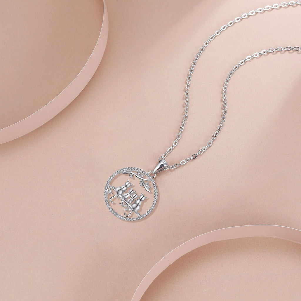 Four kitten necklace women's jewellery copper electroplated cat pendant cross chain