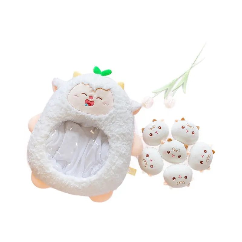 Cartoon snack bag pillow doll plush toy 45cm soft plush cushion pink capybara colour