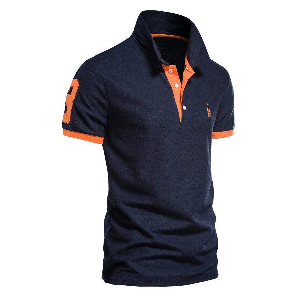 Men's white slim fit t-shirt featuring a detailed embroidered deer design on the chest.