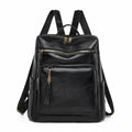 Women's large-capacity retro fashion backpack in white with plaid pattern and soft PU construction