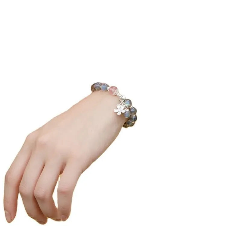 Women's 925 silver moonlight bracelet with lime and strawberry crystal charms.