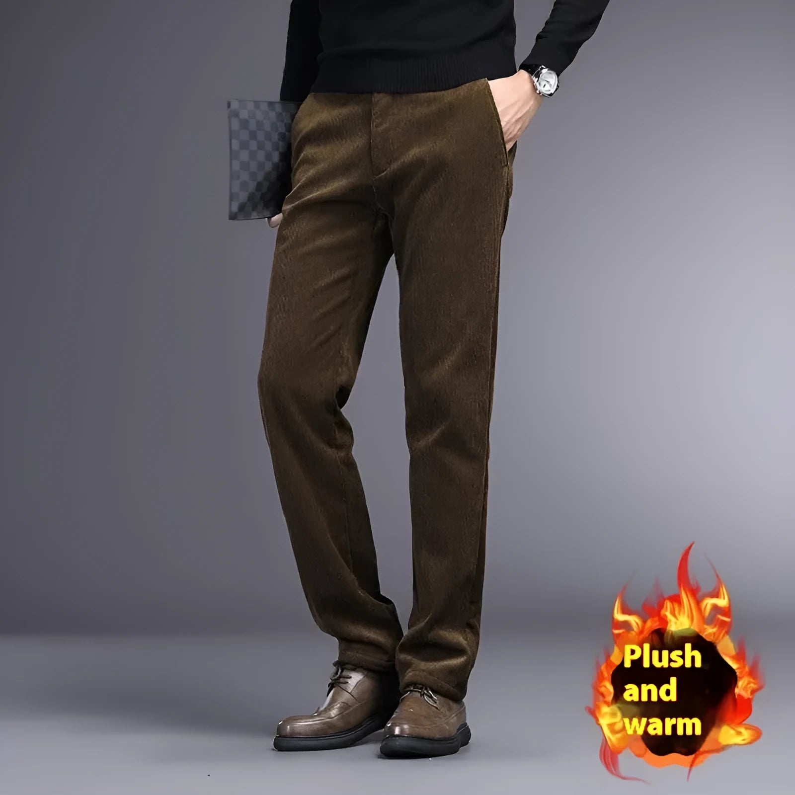 British retro striped trousers in chemical fibre blend with straight leg cut