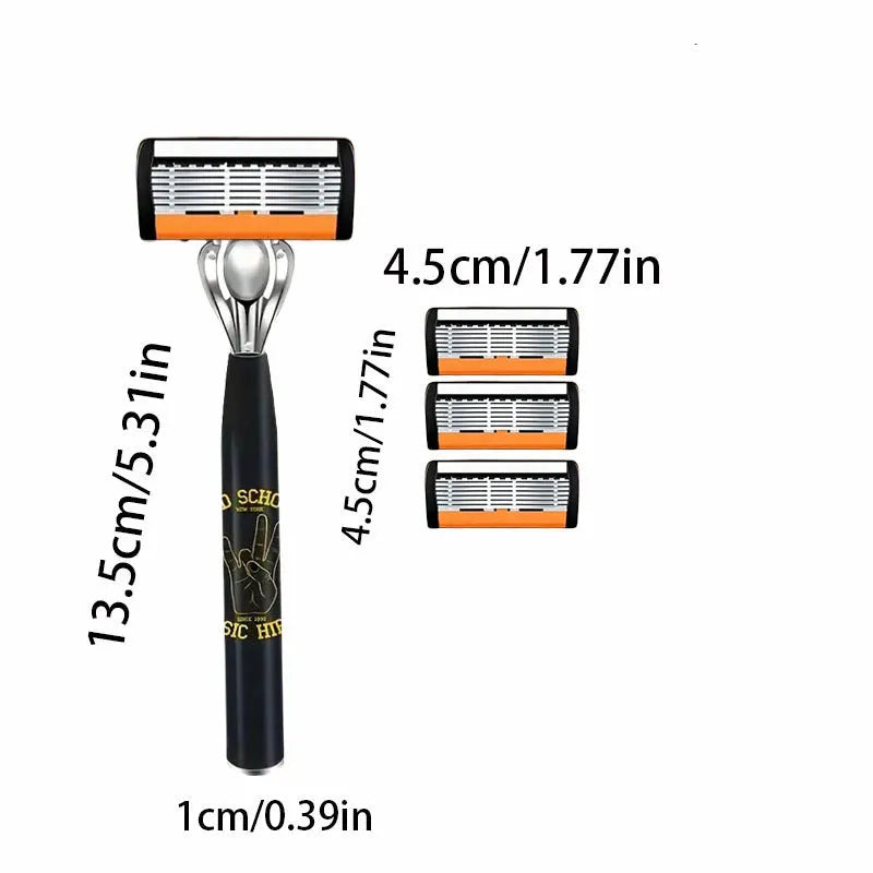 Black six-layer finger type handle manual shaver holder cutter head with multiple blade configuration options