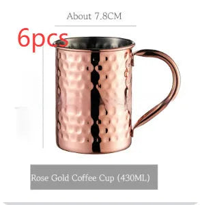 Stainless steel Moscow Mule cup with copper interior in silver, gold, rose gold or black colours