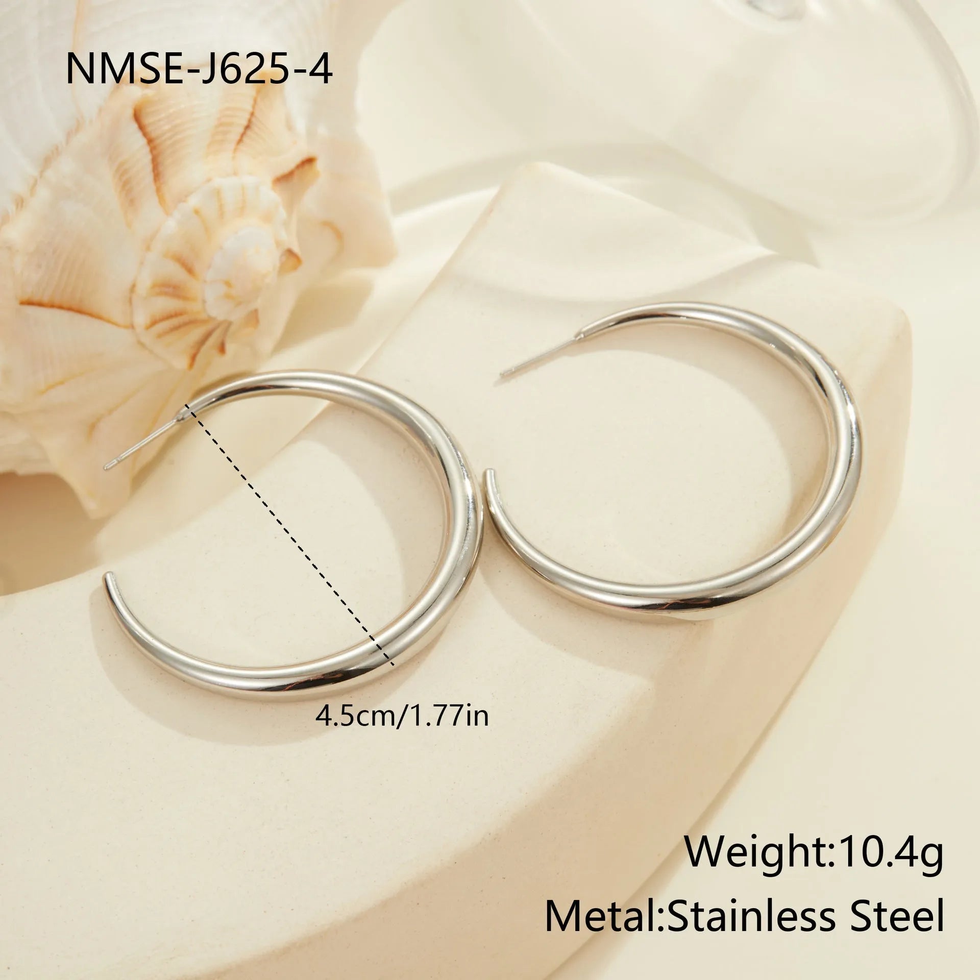 Geometric round titanium steel hoop earrings in gold and stainless steel finishes, small and large sizes