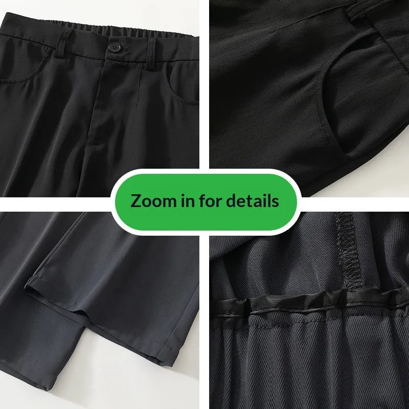 Men's fleece-lined casual trousers in solid colour, mid waist with zipper fly, Ice Silk fabric
