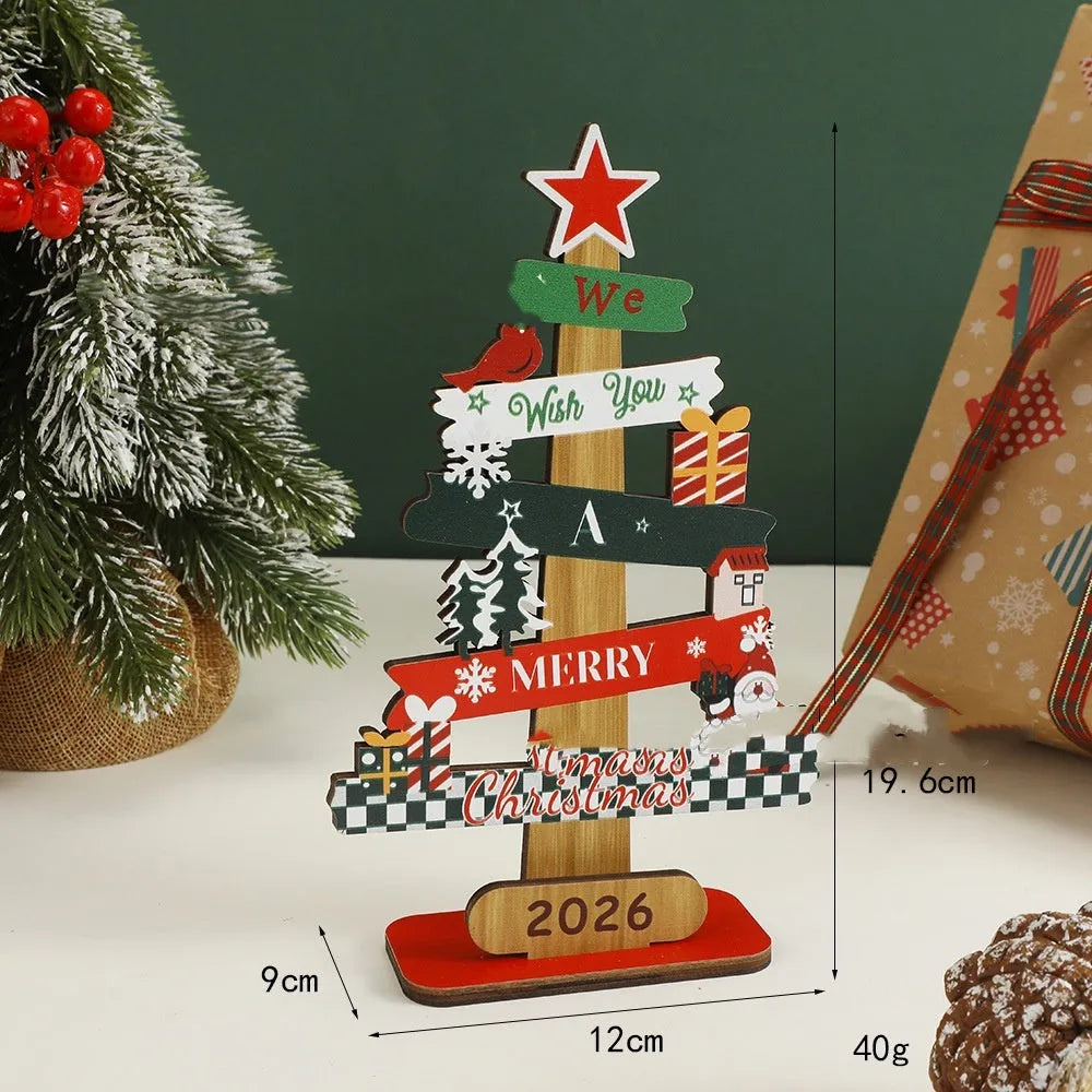 Wooden Christmas tree pendant ornament in two sizes 17x27x5.5cm and 19.6x12x9cm