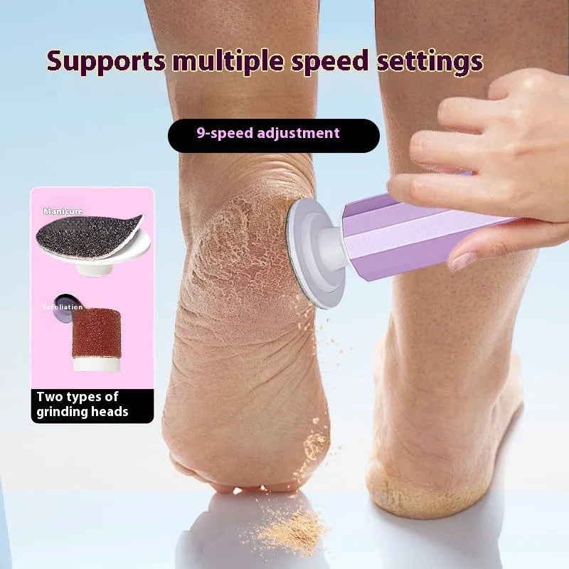 Callus exfoliating manicure equipment kit with grinding wheels in pink, black, or purple colour options