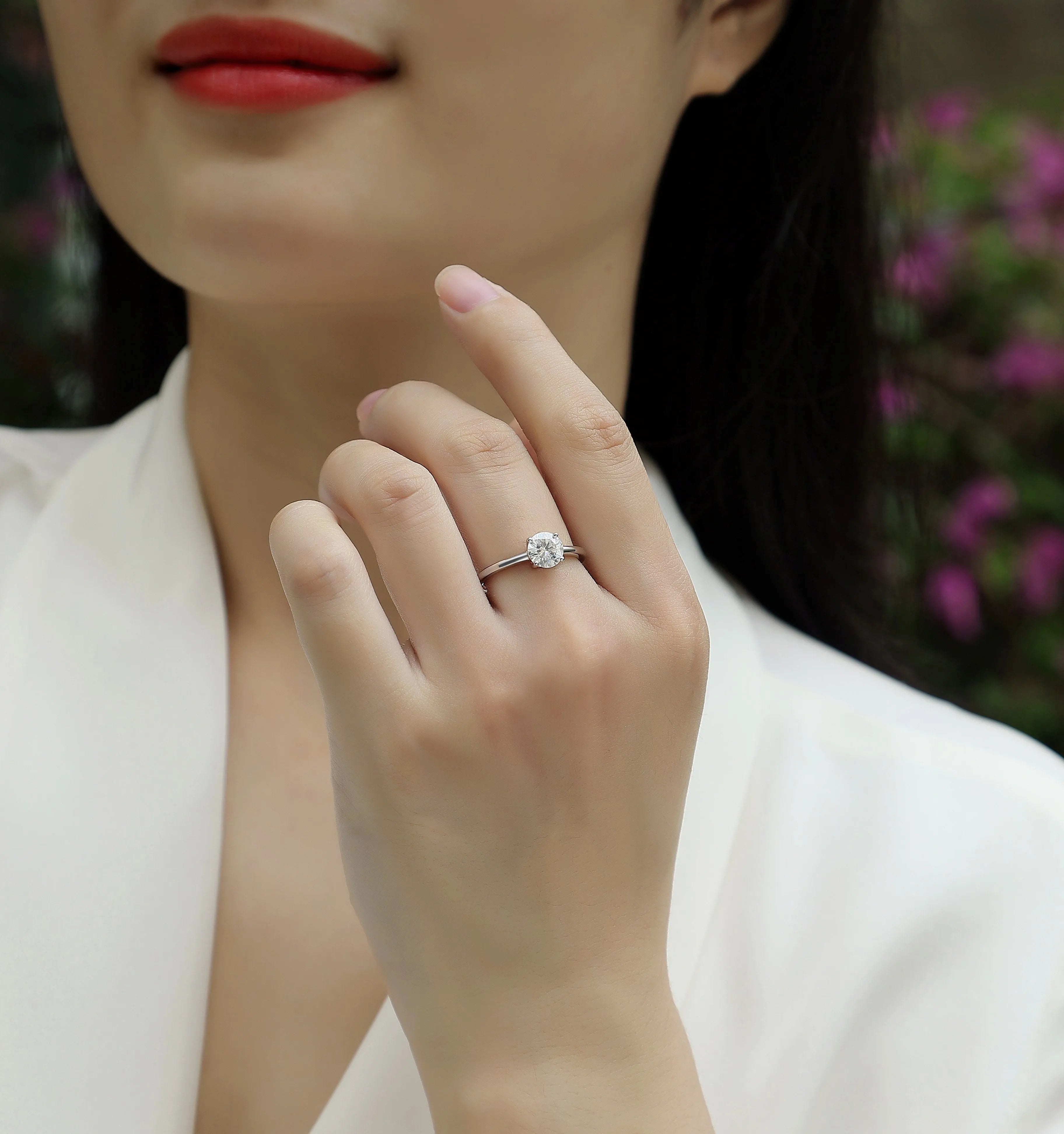 Heart-shaped 1 carat moissanite wedding ring set S925 silver platinum-plated with gift box