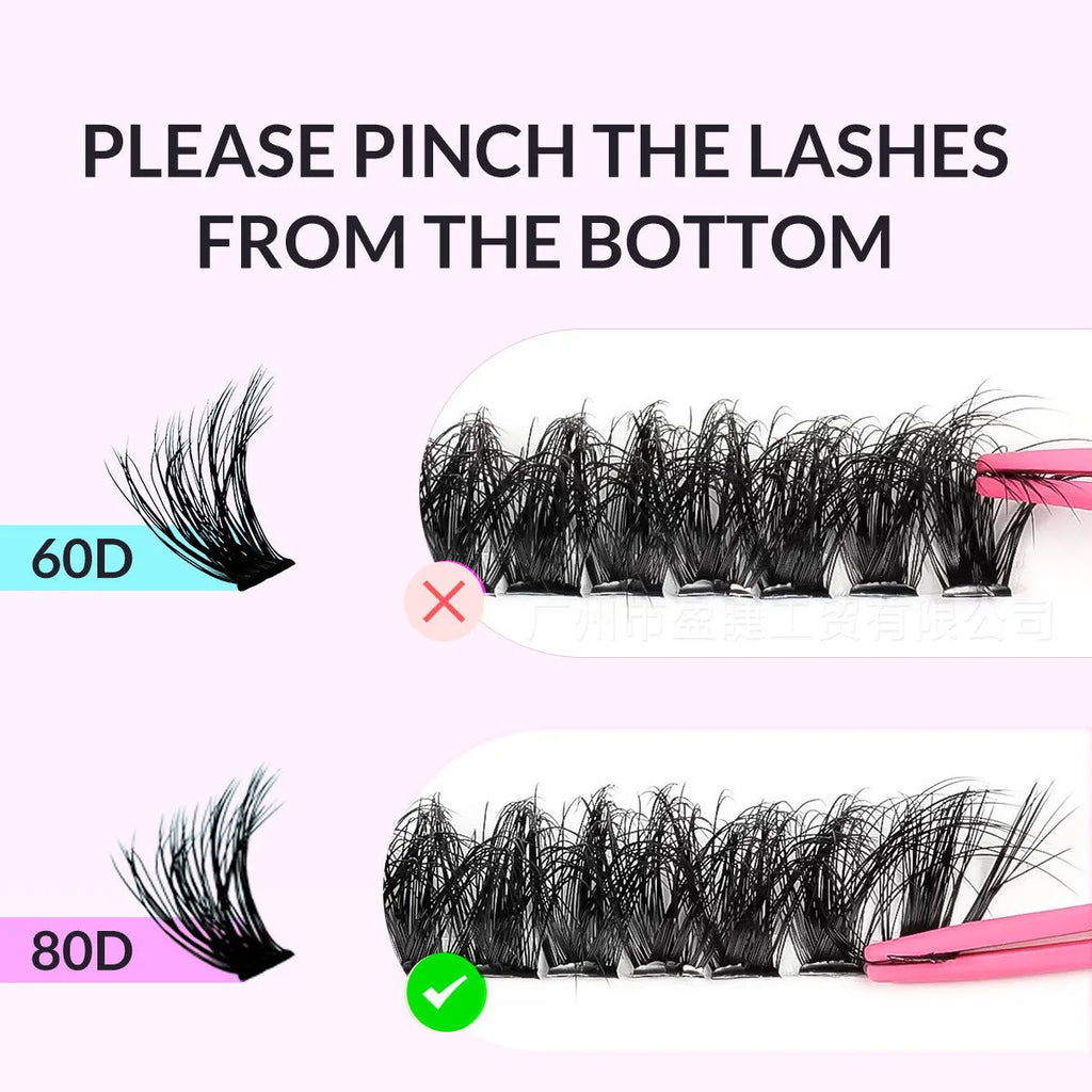 Thick DIY false eyelashes in European American segmented style, imported fibre, cross and feather models in 60D 80D densities