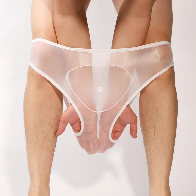 Men's silky nylon briefs with bullet separation pouch in multiple colour options
