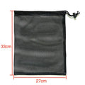 Black mesh drawstring storage bag for water ball toys with visible grid pattern