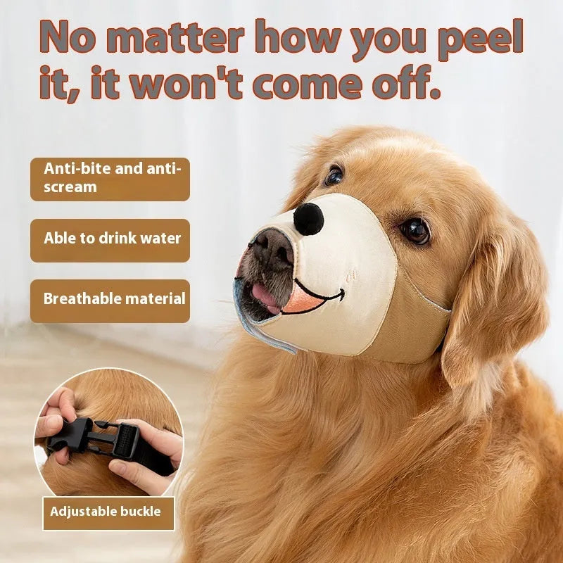 Canvas dog muzzle in Bondi blue shark colour showing adjustable design for bite prevention