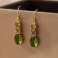 Green quadrilateral copper geometry earrings in retro bohemian style