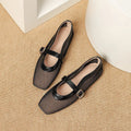 Women's mesh breathable summer shoes with buckle fastening and flat low heel