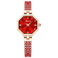 Octagonal women's watch with rose stone detailing, alloy jewellery buckle, 27mm dial, quartz movement