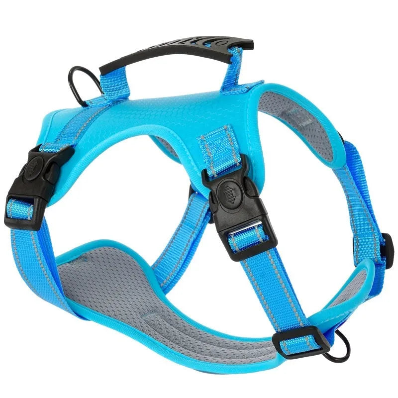 Adjustable polyester dog chest harness in multiple colours and sizes for walking control