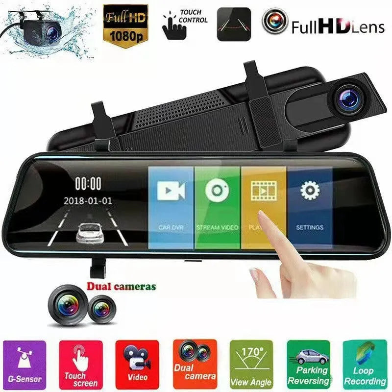 HD night vision front and rear 10 inch 12 inch streaming media electronic rearview mirror with dual lens