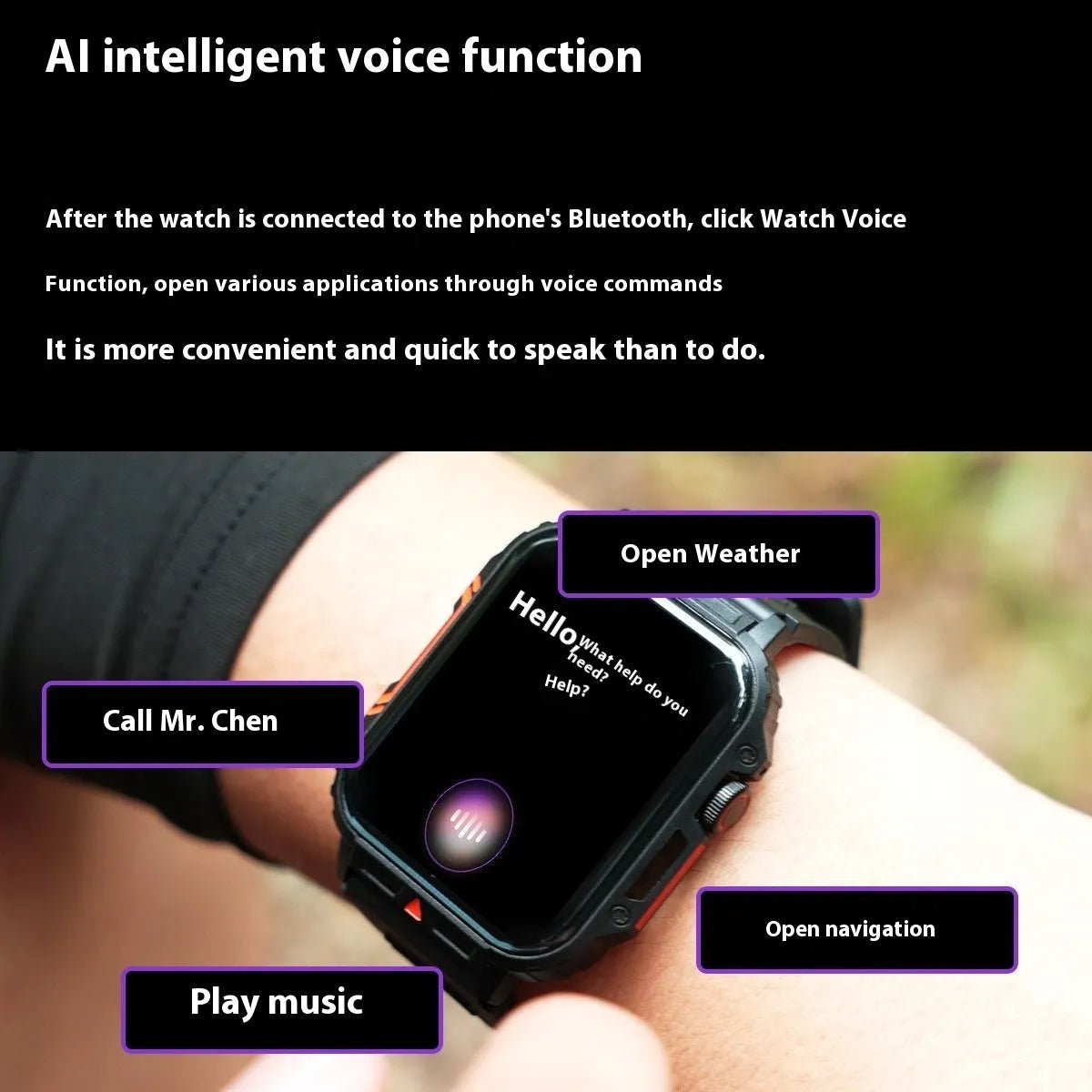 Smart wireless call sport step counting watch with heart rate monitor in black, white, pink, green colours