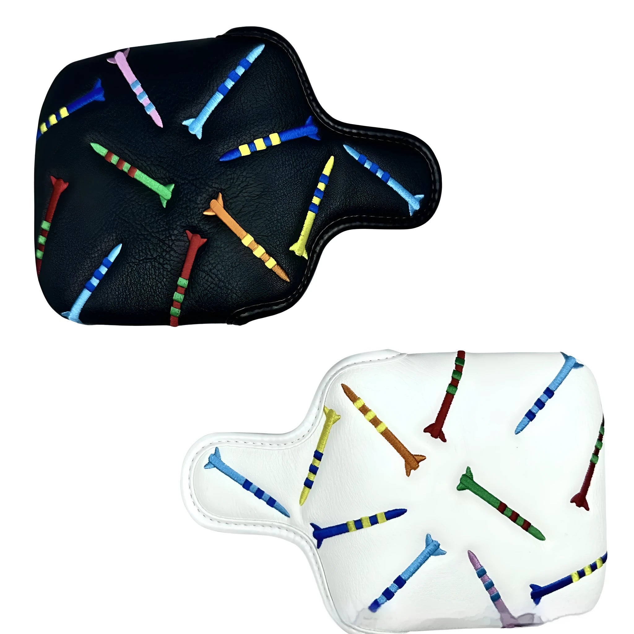 Black and white PU leather protective sleeve for Rocket Pattern Square golf putters