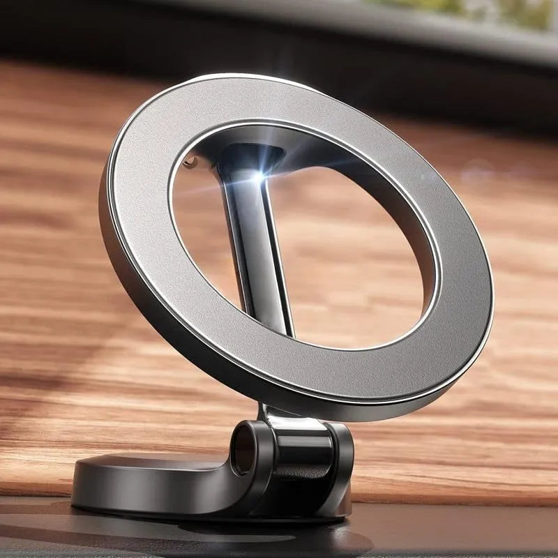 All-metal foldable magnetic car phone mount in Qian colour for dashboard mounting