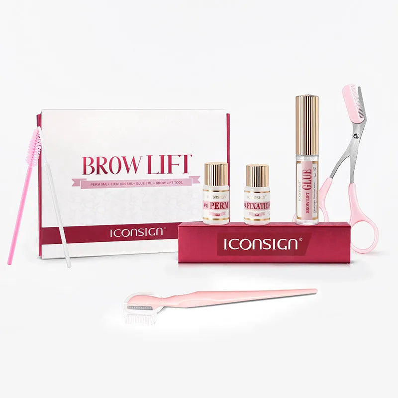 Pink Eyebrow Quick Ironing suit kit for eyebrow perming treatments.