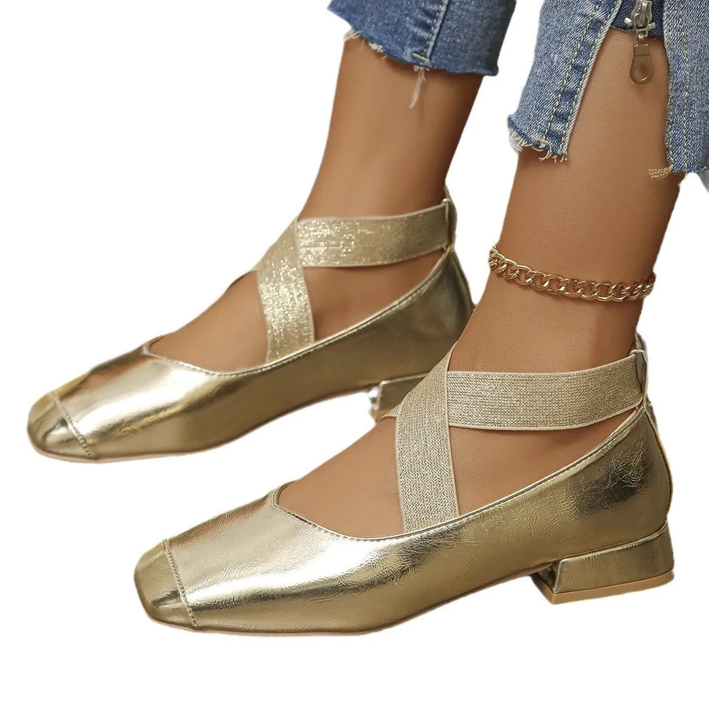 Slip-on French evening pumps with skirt, low heel, square toe, artificial PU upper, available in black