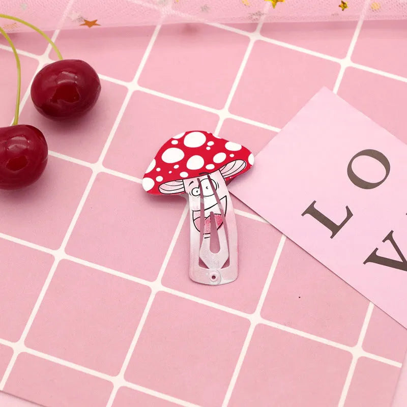 Children's metal barrette with baking varnish finish, colour-printed watermelon design
