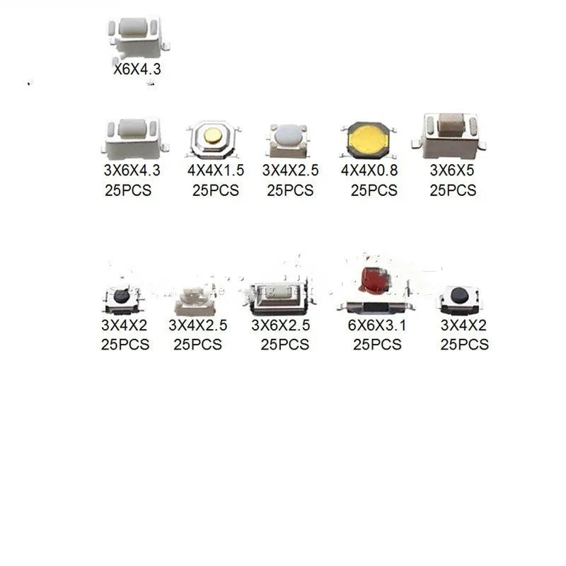 Box of 250 SMT surface mount touch switch patch buttons for industrial-grade circuit board use