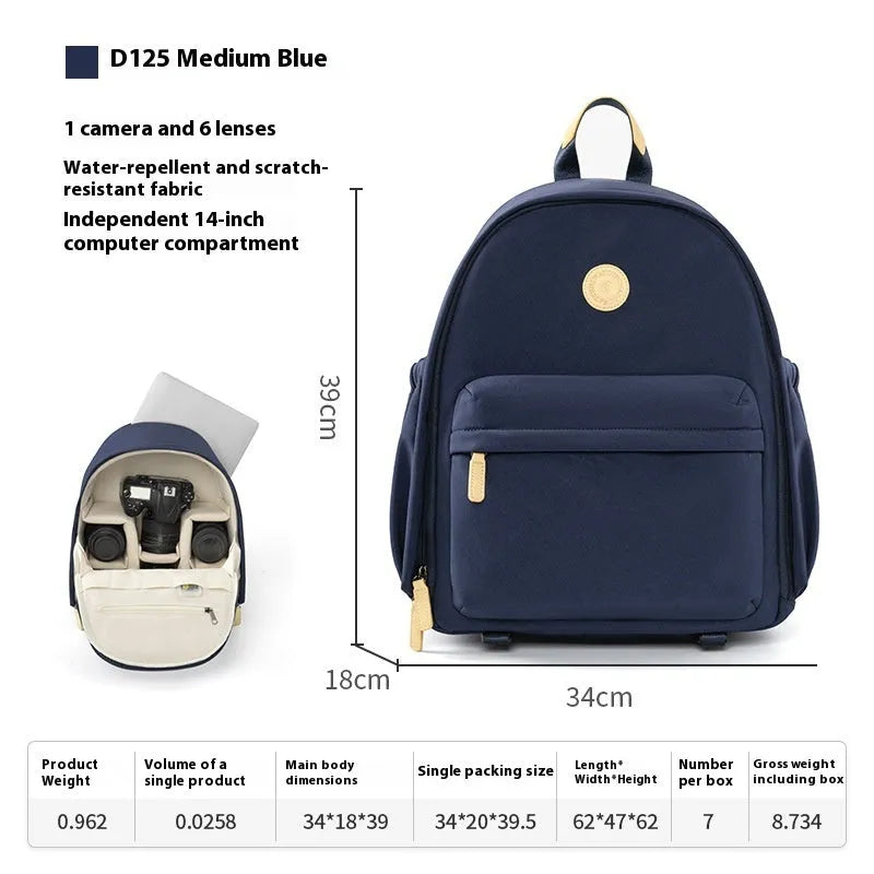 Solid colour shoulder camera bag for women with a detachable iPad compartment and a curve shoulder strap.