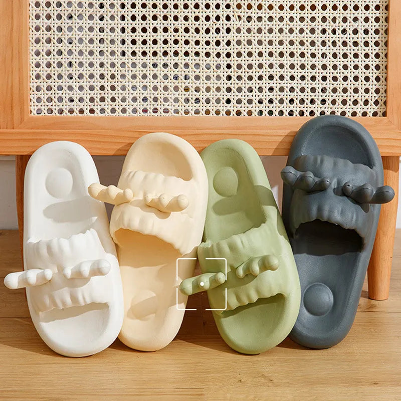 Deer horn patterned summer slippers with hollow-out EVA design in multiple colours
