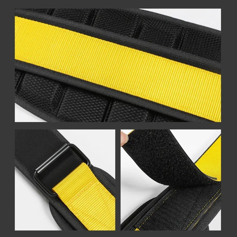 Black fitness waist support belt for squat weightlifting hard pull push training adjustable