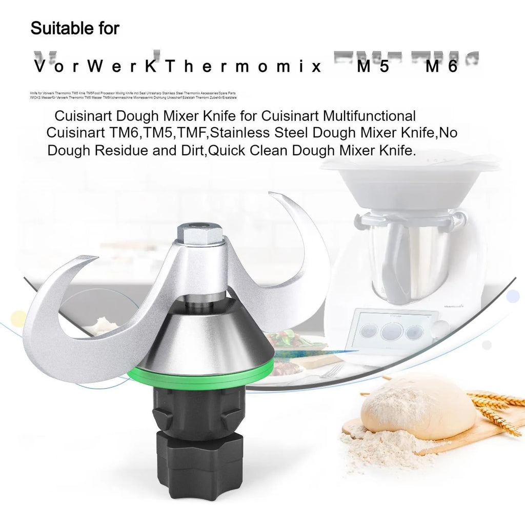 Stainless steel ceramic dough knife for Thermomix TM6 and TM5 food processors