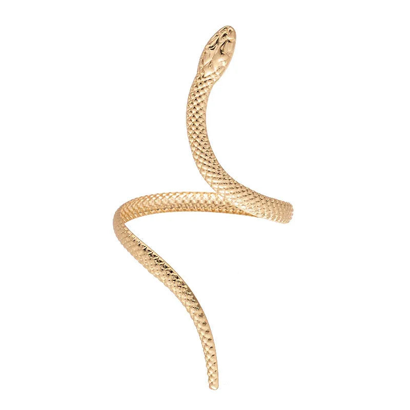 Gold and silver exaggerated twisted winding snake design bracelet and ring two-piece jewellery set