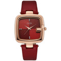 Women's leather strap quartz watch with 36mm dial and hardened glass in multiple colours