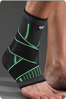 Adult sports ankle support in black colour shown, suitable for basketball and running.