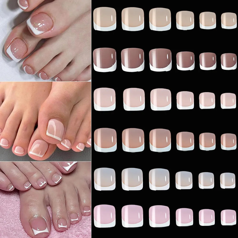 120 French white edge full square toe nail pieces in nude colours for short nail application