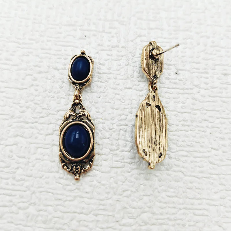 Chinese style alloy earring with electroplated finish, silver needle option, round shape