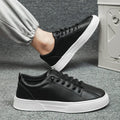 Men's low top mesh sports shoes, synthetic leather upper, ZJ106 black, flat heel, round toe