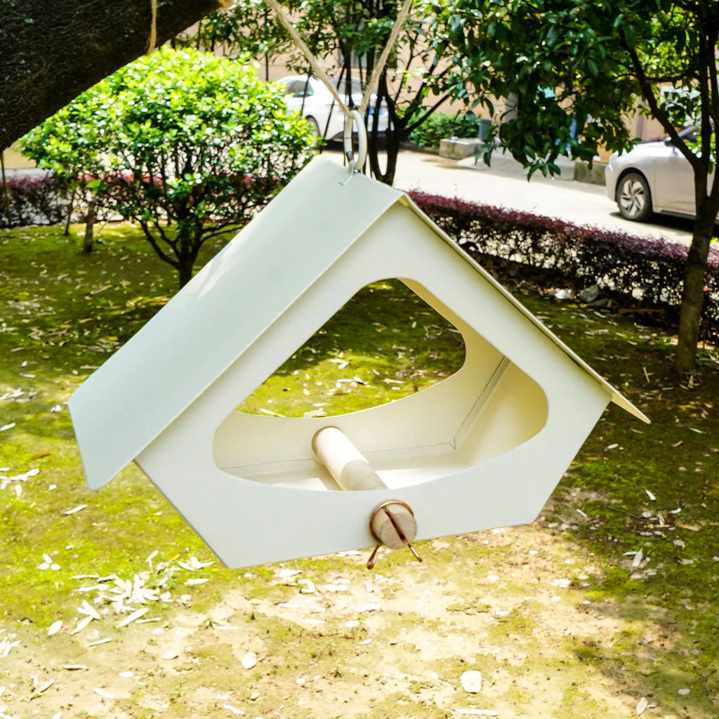 European-style iron bird nest with anti-rain outdoor design in garden setting