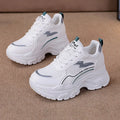 Women's white breathable dad shoes with height-increasing insole and cross shoulder straps