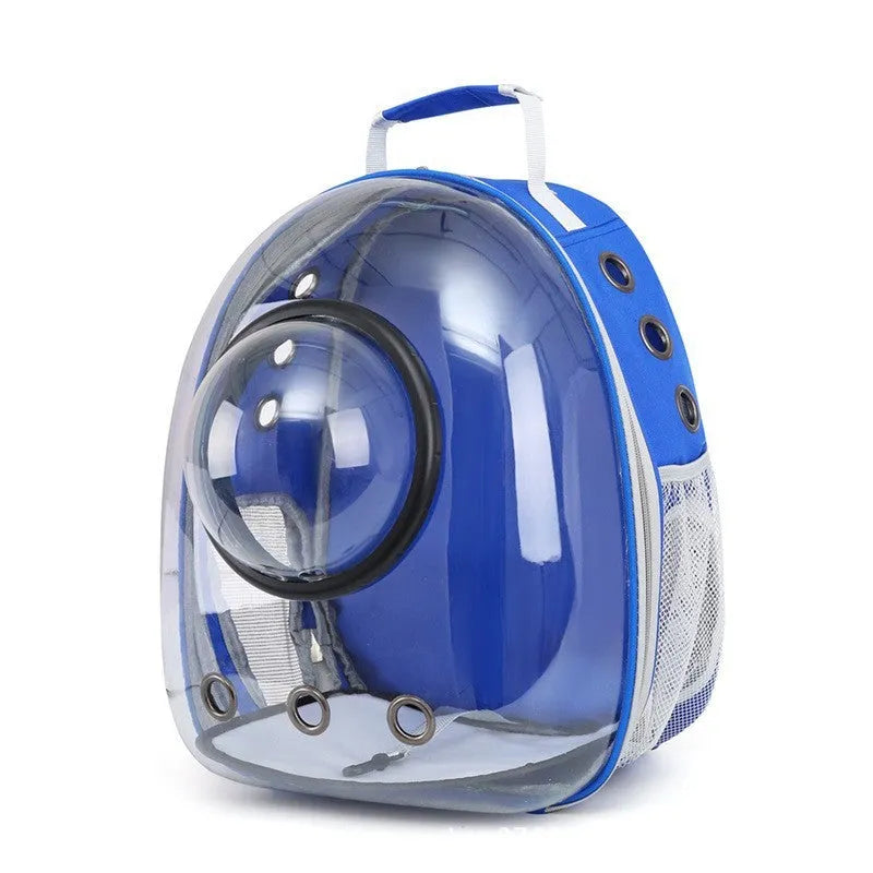 Grey PC hard-shell astronaut-style cat diaper bag with side opening