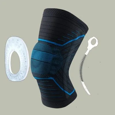 Knee patella protector brace with silicone cushion and side springs in spandex material for basketball and running