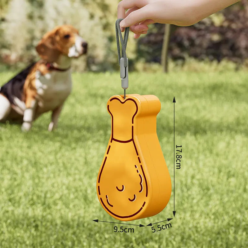Orange and white portable pet water feeder with 200ml bottle and separate food container for dogs and cats