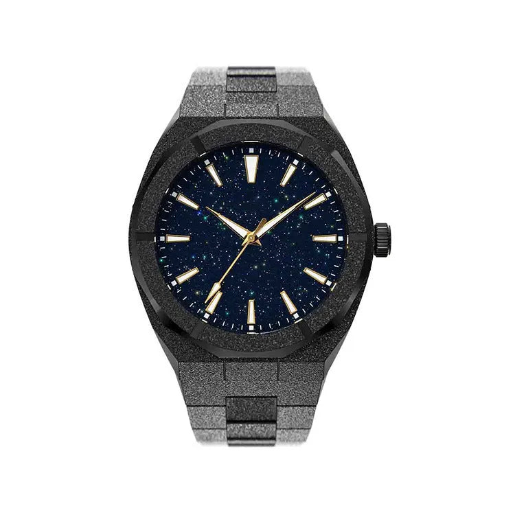 Men's stainless steel business watch with 42mm case and butterfly buckle in four colour options