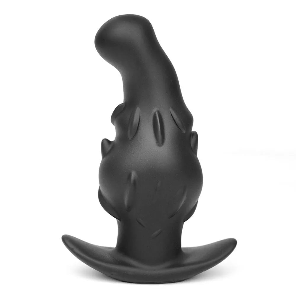 Unisex liquid silicone masturbator adult toy in purple, gold, or black, shown in S, M, L, XL size options.
